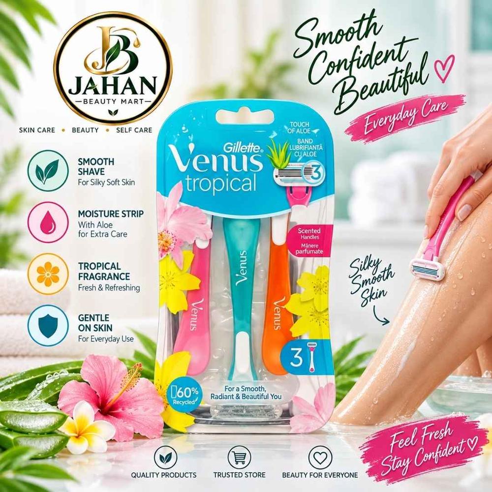 Venus Tropical Hair Removal Razors for Women 3 Razor Pack