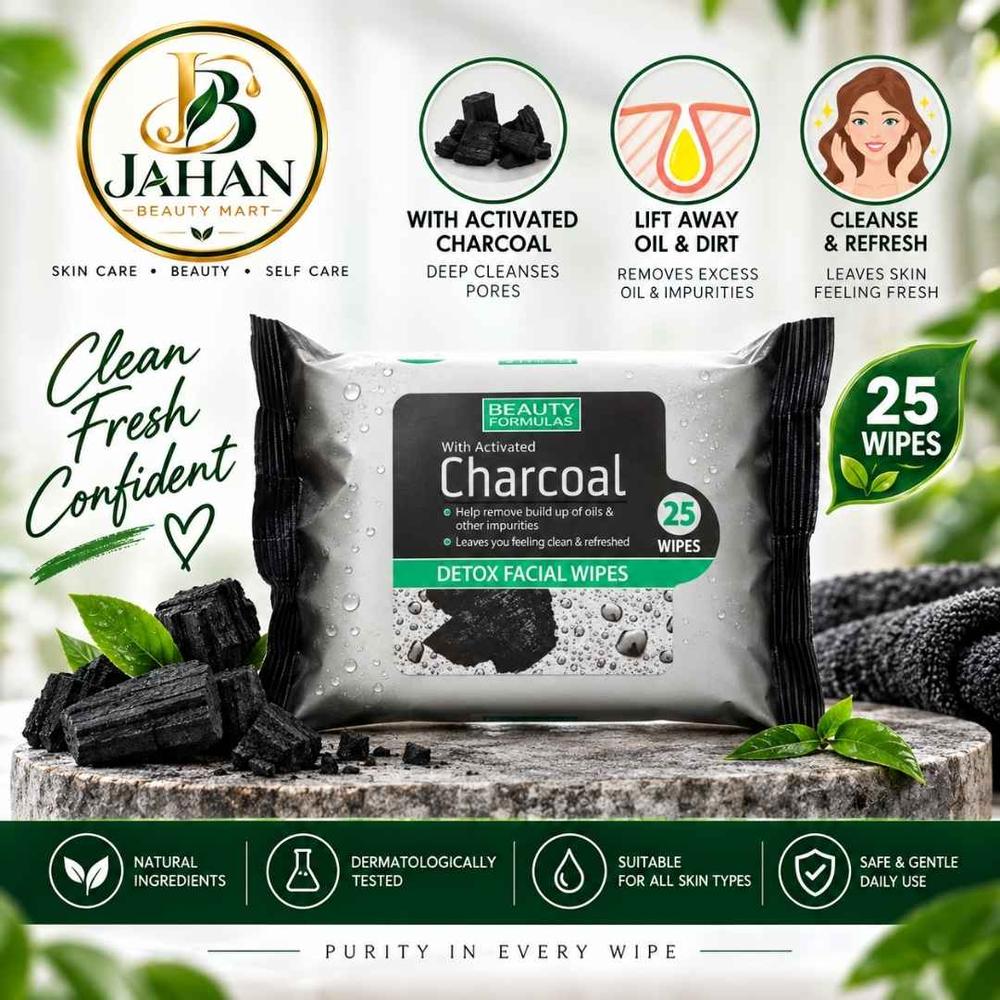 Beauty Formulas Charcoal Detox Facial Wipes 25 Wipes
