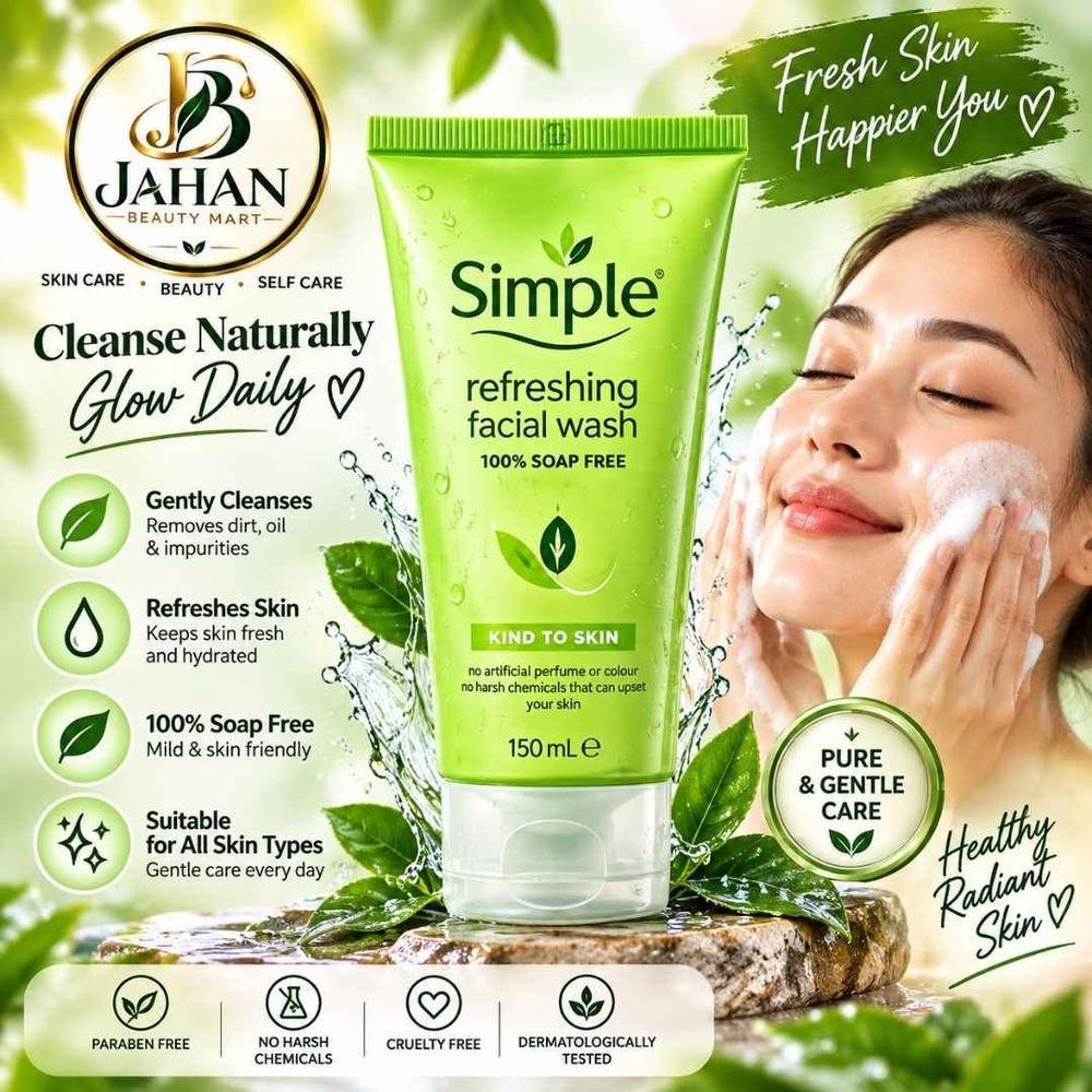 Simple Kind to Skin Refreshing Facial Wash with Vitamin B5+E 150ml