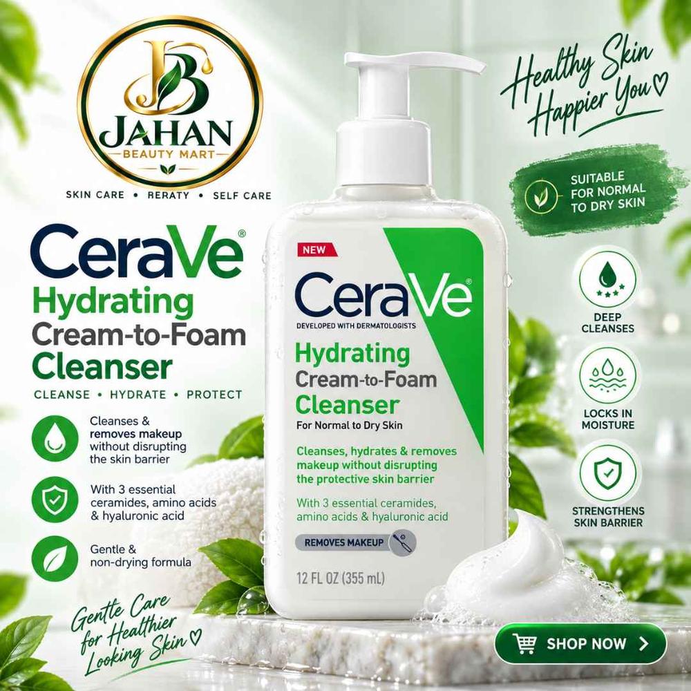 Cerave Hydrating Cream To Foam Cleanser For Normal To Dry Skin 355ml